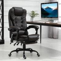 Vinsetto 7-Point Vibrating Massage Office Chair High Back Massaging Office Desk Chair with Lumbar Support, Footrest, Brown(m-2)