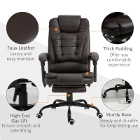 Vinsetto 7-Point Vibrating Massage Office Chair High Back Massaging Office Desk Chair with Lumbar Support, Footrest, Brown(m-8)