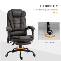 Vinsetto 7-Point Vibrating Massage Office Chair High Back Massaging Office Desk Chair with Lumbar Support, Footrest, Brown(m-7)