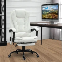 Vinsetto 7-Point Vibrating Massage Office Chair High Back Massaging Office Desk Chair with Lumbar Support, Footrest, White(m-10)
