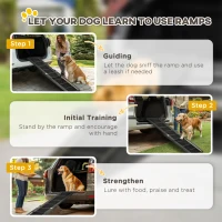 PawHut Folding Dog Ramp, 65 Inches Portable Pet Ramp with Carry Handle, Non-Slip Rubber Ramp for Cars Trucks and SUVs, Black(m-7)