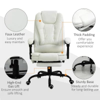 Vinsetto 7-Point Vibrating Massage Office Chair High Back Massaging Office Desk Chair with Lumbar Support, Footrest, White(m-8)