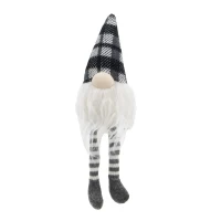 3 Piece Fabric Sitting Gnome Decorations Set, Christmas Table Home Ornaments, 3.5" L x 3.5" W x 14.5" H, White+Gray(m-9)