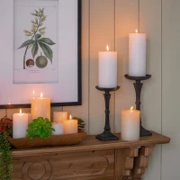 Set of 2 Eco-Friendly Unscented Soy Wax Pillar Candles, Biodegradable Decorative Candles, 4" L x 4" W x 6" H, Ivory(m-4)