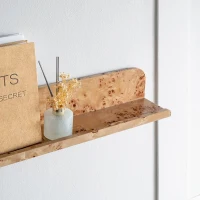 Eco-Friendly Design Burl Wood Floating Wall Shelf, MDF with Poplar Veneer, for Home Decor, 23.5" L x 5" W x 5" H, Brown(m-7)