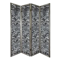 4-Panel Decorative Room Divider with Durable Metal Frame, Folding Privacy Screen, 18" L x 1.5" W x 73" H, Black(m-2)