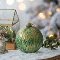 Set of 4 Glass Decorative Hanging Balls for Holiday Party Decorations, Christmas Ball Ornaments, 5" Diameter, Green(m-4)