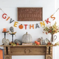 Set of 2 Colorful Give Thanks Banners Home Decorations, Fall Festival and Thanksgiving Decor, 68" L x 5" W x 0.1" H, Orange Multicolor(m-1)