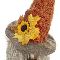 Set of 2 Fabric Sitting Gnomes with Maple Leaf Hat Table Decorations, Perfect Decor for Holiday Harvest and Thanksgiving, Orange Multicolor(m-8)