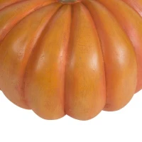 Set of 2 Resin Pumpkin Ornaments with Natural Stem, Perfect for Holiday Harvest, Thanksgiving Decor, 8" L x 8" W x 7.5" H, Orange(m-5)