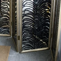 4-Panel Decorative Room Divider with Durable Metal Frame, Folding Privacy Screen, 18" L x 1.5" W x 73" H, Black(m-7)