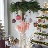 Set of 6 Christmas Ball Ornaments for Holiday Party Decorations, Glass Decorative Hanging Balls, 4" Diameter, Pink(m-7)