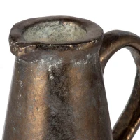 Ceramic Pitcher with Two-Toned Metallic Glaze, Ideal Decor for Vintage or Rustic, 7" L x 4.5" W x 11" H, Brown(m-8)