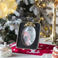 Polyresin Picture Frame Decor with Vintage Design, Photo Frame for Living Room or Bedroom, 8" L x 1" W x 9" H, Gold+Black(m-6)