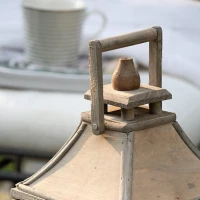 2 Wood and Glass Lantern Set with Elegant Design, Ideal for Home, Garden, or Wedding decor, Ivory(m-8)