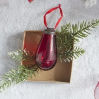 Set of 12 Glass Tear Drop Christmas Ornaments, Decorative Hanging Holiday Party Decor, 2" L x 2" W x 4" H, Red(m-1)