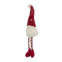2 Piece Christmas Gnomes Decorations with Fluffy Beards and Striped Legs, Festive Table Ornaments, 4.5" L x 4.5" W x 20" H, White+Red(m-9)