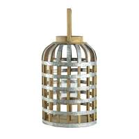 Versatile Decorative Wooden Lantern with Handle, Home Garden Wedding Accent, 11.5" L x 11.5" W x 22.5" H, Silver(m-12)