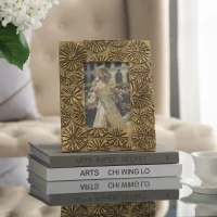 Set of 2 Vintage-Inspired Photo Frames with 4"x6" Opening, Resin and Stone Dust Construction, 7.5" L x 1" W x 9.5" H, Gold(m-6)