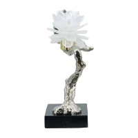 Aluminum Candle Holder with Marble Stand, Nature-Inspired Design, 24.5" L x 5" W x 10" H, Multicolor(m-14)