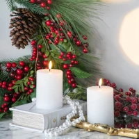 Set of 2 LED Candles with Wick and Remote Control Timer, 3" L x 3" W x 4" H, White(m-6)