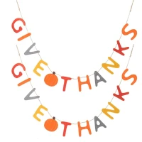 Set of 2 Colorful Give Thanks Banners Home Decorations, Fall Festival and Thanksgiving Decor, 68" L x 5" W x 0.1" H, Orange Multicolor(m-2)