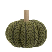 Set of 2 Fabric Pumpkin Ornaments, Holiday Decor for Fall Festival, Thanksgiving, 7" L x 7" W x 7" H, Green(m-1)