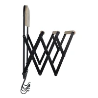 Vintage Farmhouse Charm Wall-Mounted Laundry Rack with Accordion Design, 3 Wooden Bars, 5 Hooks, for Towels and Delicates, Black Brown(m-14)