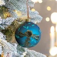 Set of 4 Glass Decorative Hanging Balls for Holiday Party Decorations, Christmas Ball Ornaments, 5" Diameter, Blue(m-1)