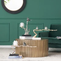 Aluminum Candle Holder with Marble Stand, Nature-Inspired Design, 24.5" L x 5" W x 10" H, Multicolor(m-4)