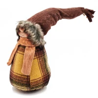 2 Piece Gnome Decorations with Cozy Plaid Design, Fall Thanksgiving Table Decor, 6" L x 6" W x 19" H, Brown+Yellow(m-7)
