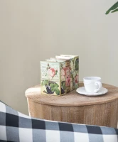 Set of 4 Decorative Book Boxes with Birds, Flowers, and Handwriting Design, 4" L x 2" W x 5.5" H, Multicolor(m-7)