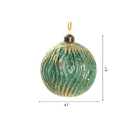 Set of 4 Glass Decorative Hanging Balls for Holiday Party Decorations, Christmas Ball Ornaments, 5" Diameter, Green(m-3)