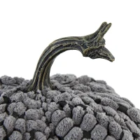 Set of 2 Chenille Weighted Pumpkin Table Ornaments, Fall Festival and Thanksgiving Decor, 6.5" L x 6.5" W x 6" H, Gray(m-7)