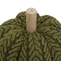 Set of 2 Fabric Pumpkin Ornaments, Holiday Decor for Fall Festival, Thanksgiving, 7" L x 7" W x 7" H, Green(m-4)