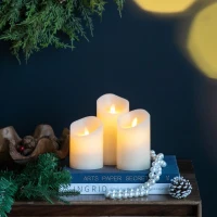 Set of 3 LED Candles with Realistic Flickering Effect, Remote Timer, Safe and Durable, Paraffin Wax(m-7)
