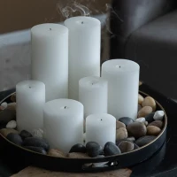 Set of 2 Eco-Friendly Unscented Soy Wax Pillar Candles, Biodegradable Decorations, 4" L x 4" W x 6" H, White(m-5)