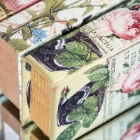 Set of 4 Elegant Design Decorative Book Boxes with Flowers, Butterflies, 4" L x 2" W x 5.5" H, Multicolor(m-6)