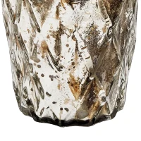 Set of 4 Scented Soy Wax Candles with Textured Glass Jars, Relaxing Earl Grey Scent, 50-Hour Burn Time, 3" L x 3" W x 3" H, Silver(m-7)