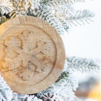 6" Set of 12 Wooden Snowflake Christmas Ornaments, Decorative Hanging Holiday Tree Decorations, Multicolor(m-7)