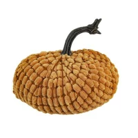 Set of 2 Chenille Weighted Pumpkin Ornaments, for Holiday Harvest, Fall Festival, and Thanksgiving Decor, 6.5" L x 6.5" W x 6" H, Orange(m-9)