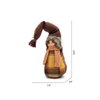 2 Piece Gnome Decorations with Cozy Plaid Design, Fall Thanksgiving Table Decor, 6" L x 6" W x 19" H, Brown+Yellow(m-3)