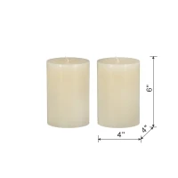 Set of 2 Eco-Friendly Unscented Soy Wax Pillar Candles, Biodegradable Decorative Candles, 4" L x 4" W x 6" H, Ivory(m-3)