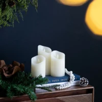 Set of 3 LED Candles with Realistic Flickering Effect, Remote Timer, Safe and Durable, Paraffin Wax(m-6)