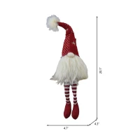 2 Piece Christmas Gnomes Decorations with Fluffy Beards and Striped Legs, Festive Table Ornaments, 4.5" L x 4.5" W x 20" H, White+Red(m-3)