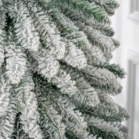 HOMCOM 9ft Snow-Flocked Artificial Christmas Tree, Slim Pencil Xmas Tree with 714 Realistic Branches, Metal Base, Green(m-9)