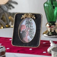 Polyresin Picture Frame Decor with Vintage Design, Photo Frame for Living Room or Bedroom, 8" L x 1" W x 9" H, Gold+Black(m-1)