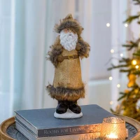 2 Piece Christmas Gnomes Decorations with Rustic Santa Design, Ceramic Holiday Table Ornaments, 4.5" L x 4" W x 14" H, Beige+White(m-5)