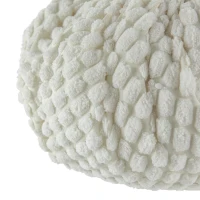 Set of 2 Chenille Weighted Pumpkin Ornaments, Holiday Harvest Festival Decor, 9" L x 8.5" W x 7" H, White(m-8)