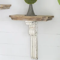 Vamont Wall Shelf with Weathered Finish, Solid Wood Construction, 19.5" L x 10.5" W x 22" H, Cream(m-8)